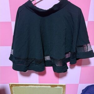 Black Skater Skirt with Mesh Detail
